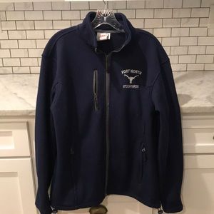 Fort Worth Stockyards Jacket Mens Size M Blue Full Zip Sweater Cardigan Dimco